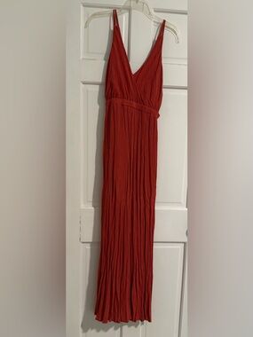 Lulu's Rust-Red Textured Maxi Dress